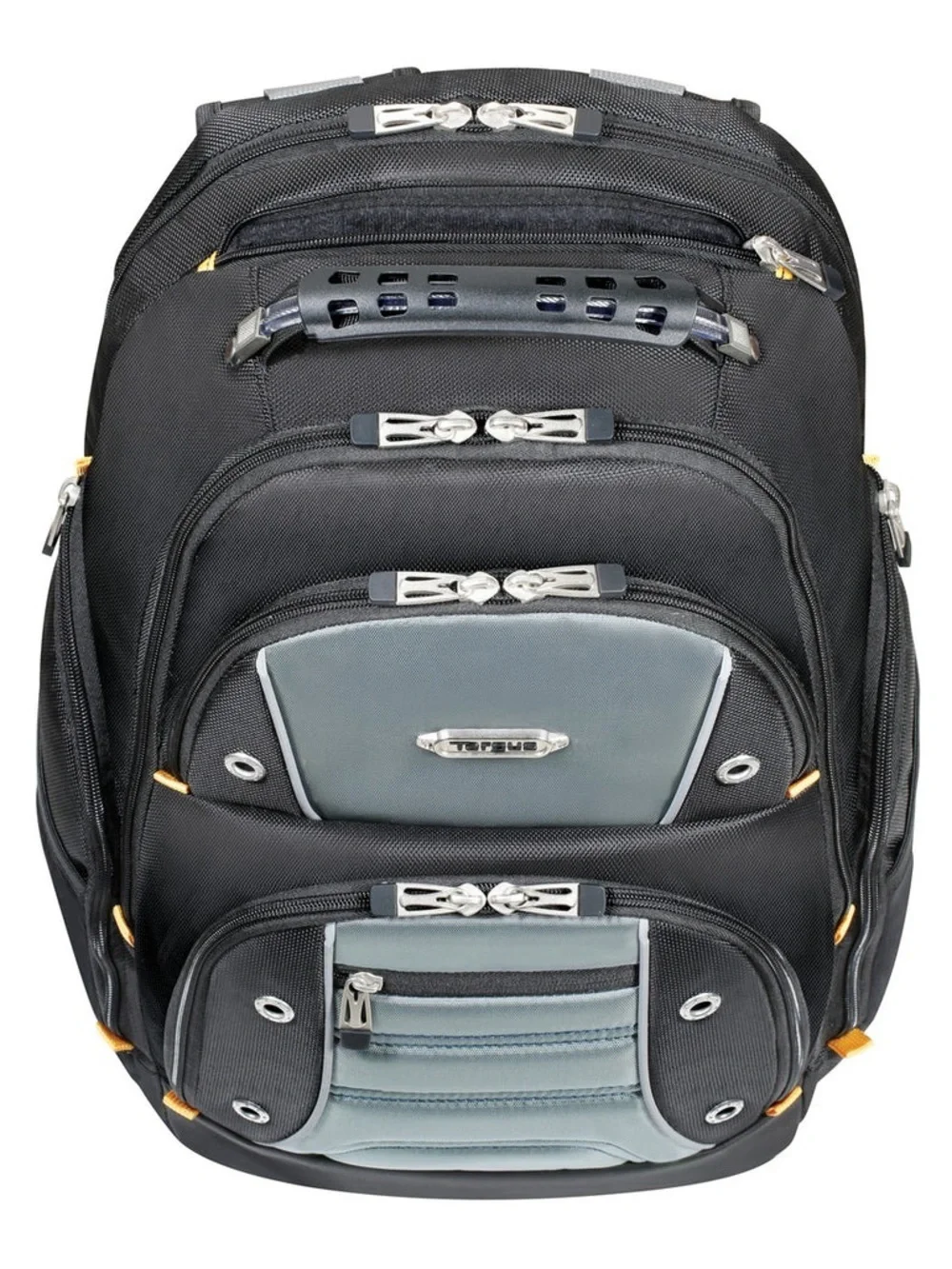 Targus Black and Gray Laptop Backpack with Yellow Accents